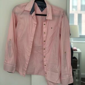 Pink Tommy Hilfiger button up shirt